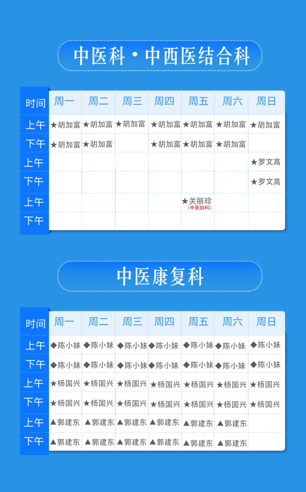 莆田福德醫(yī)院5月作息時間及專家門診排班